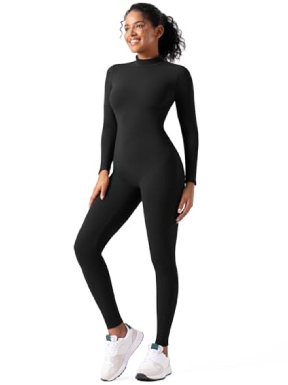 Long Sleeve Bodysuit One Piece Bodycon Tummy Control Jumpsuit